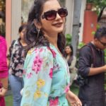 Angana Roy Instagram - Just Pujo things #blueaesthetic #durgapuja #shoshti #lookoftheday #bluedresses #sunglasess #shadeseqgloss #shadesofblue #lovefromA #october #sundaypost #anganaroy #greenery #cafedecor #cafes