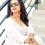 Angana Roy Instagram - 'Shades' of white. Outfit : @the_nud_official 🤍 Earrings : @alittleextra.co.in @shreemabhattacherjee 😘 #sundaypost #designerdress #whitedresses #whitelove #terrace #terracewear #sundaymornings #lookingforward #kolkatagram #igers #shades #sunglasses #anganaroy #lovefromA