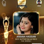 Ansiba Hassan Instagram - Drishyam is always a part of my life ❤️. I am really humbled and happy with this award 😊. . @mollywood_flicks_award @kailas_productionhouse @kaila_skailas_ @mrandmissindianicon #mollywoodflicksaward #ansibahassan #kailasproductionhouse #prasobhkailasproductionhouse #mrandmissindianicon #mollywood #actress #kollywood #sandalwood #tollywood #cinema #kailasfashionweek
