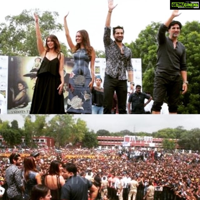 Arjan Bajwa Instagram - Amazing crowd at #HansrajCollege #Rustom Promotions #2DaysToRustom