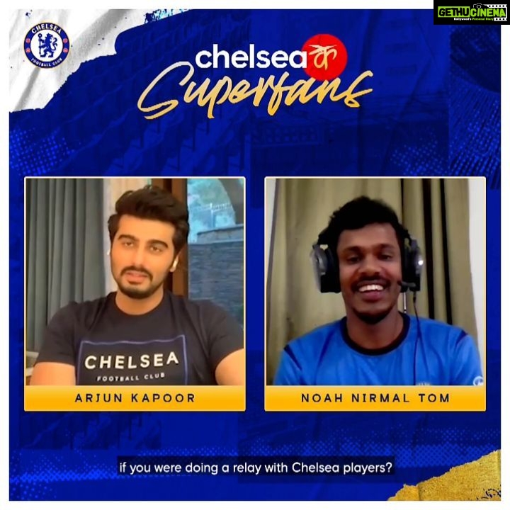 Arjun Kapoor Instagram - It was an honor talking to Calicut-born athlete, @noah_nirmal_tom, about his @olympics journey and his @chelseafc fandom in the latest episode of Chelsea ke Superfans! ๐๐ฎ๐ณ #CFC #Chelsea #CFCInd