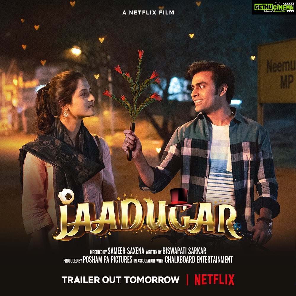 Arushi Sharma Instagram - Here’s sharing the poster of Jaadugar with you all ❤️ Get ready for Pyaar ka Jaadu as the TRAILER RELEASES TOMORROW! Stay tuned for #JaadugarOnNetflix releasing on 15th July. @eightypackabs @jitendrak1 @chhotathalaiva @jaavedjaaferi @actormanojjoshi @rukshardhillon12 @golaniamit @khannasaurus @vikeshbhutani @shubhshivdasani @poshampa_pictures @chalkboardentertainment @netflix_in