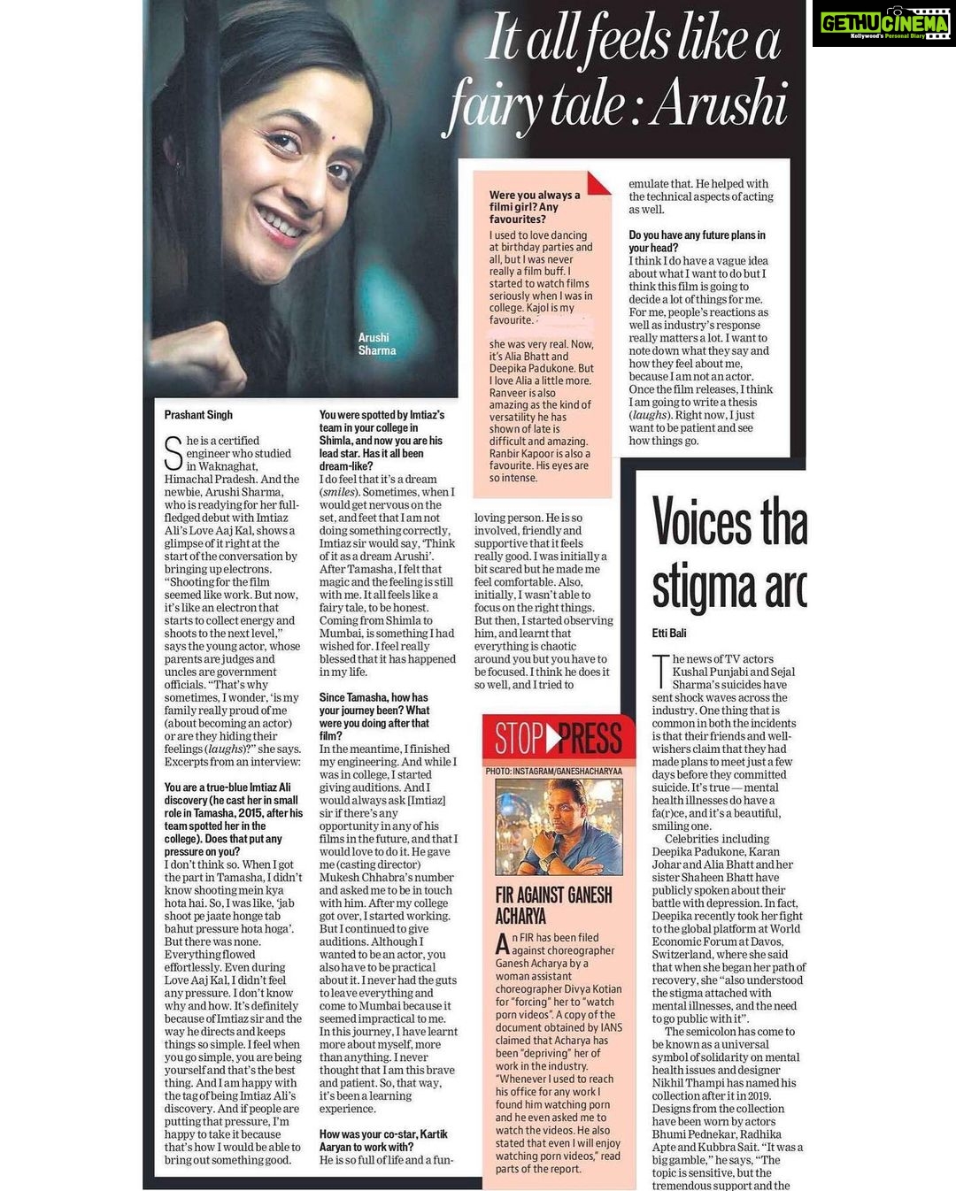 Arushi Sharma Instagram - Remembering my first print interview with the lovely Prashant Singh sir for Hindustan Times @htcafe at Window Seat office. Was a great feeling to open up about my journey from Tamasha to Love Aaj kal. 🎥🎞📽 by Imtiaz sir @imtiazaliofficial (: #memoriesforlife