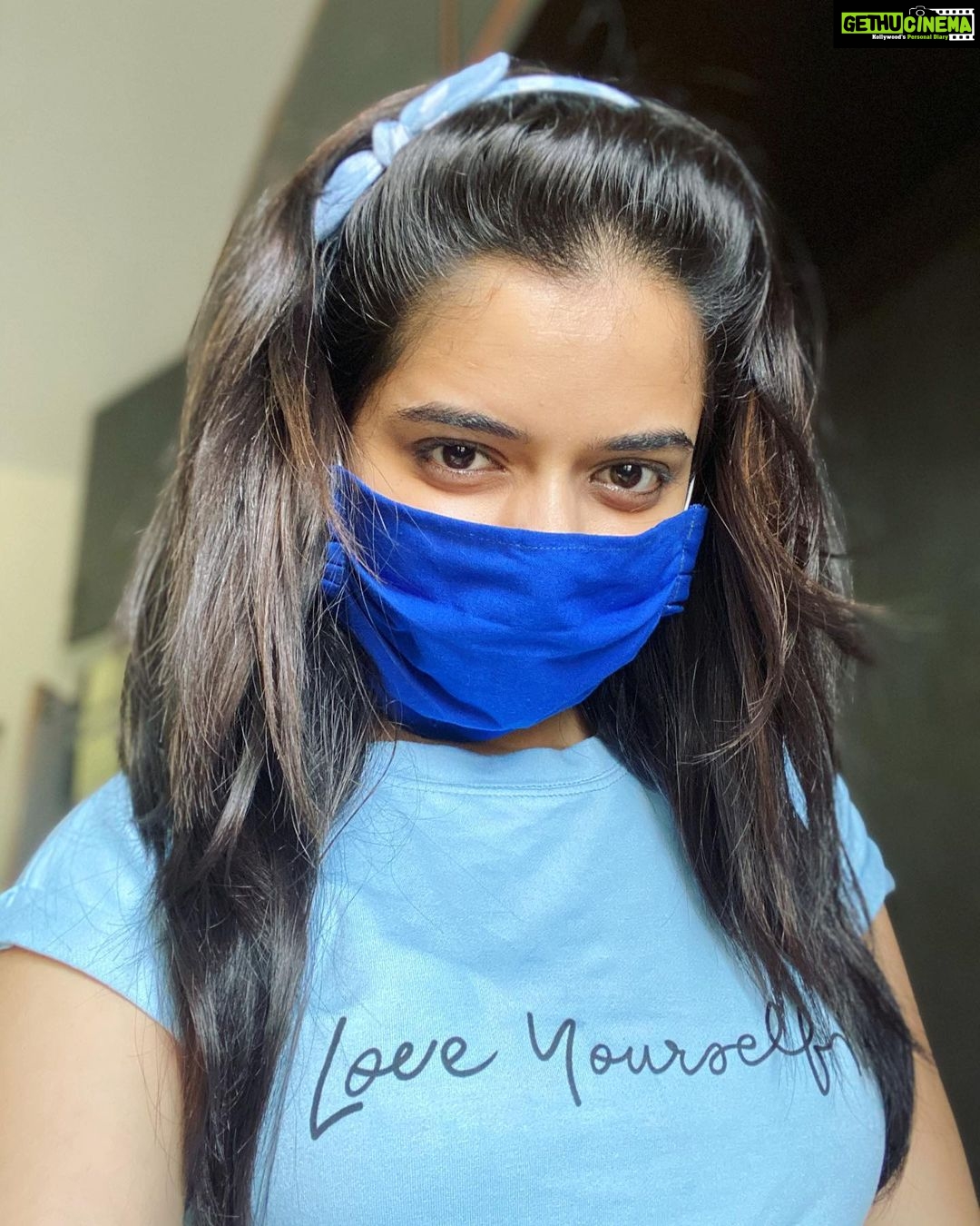 Ashika Ranganath Instagram - Stay safe. Stay home. 💙 Please use mask n sanitizer all the time. Take care 🤍