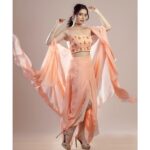 Ashika Ranganath Instagram - Aaaaand this took some time to get it right! This beautiful outfit by @shradhaponnappaofficial ♥️ Make up and hair by @makeoverwithlakshmi_shetty and team 😘 Shot by @photographer_ajay 🤗 he’s always up for my experiments 😍 Studio @studiofibonaccii 📸 Footwear @forever21 Styling myself 👻