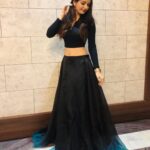 Ashika Ranganath Instagram - Crushing over this black n ocean green ombré skirt 🥰 How many of you liked it?? Top : @sheinofficial Skirt : @brundagowda1912 MUA : myself 🙈