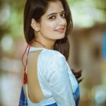 Ashika Ranganath Instagram – Favourite from the series ❤️
Thank you @raaghavphotography for these amazing pictures 😍
Silver choker by  @studiobluefashions 
Raw silk ruffle sleeve blouse by @shravin_design_studio