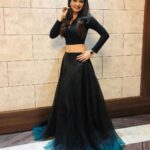 Ashika Ranganath Instagram - Crushing over this black n ocean green ombré skirt 🥰 How many of you liked it?? Top : @sheinofficial Skirt : @brundagowda1912 MUA : myself 🙈