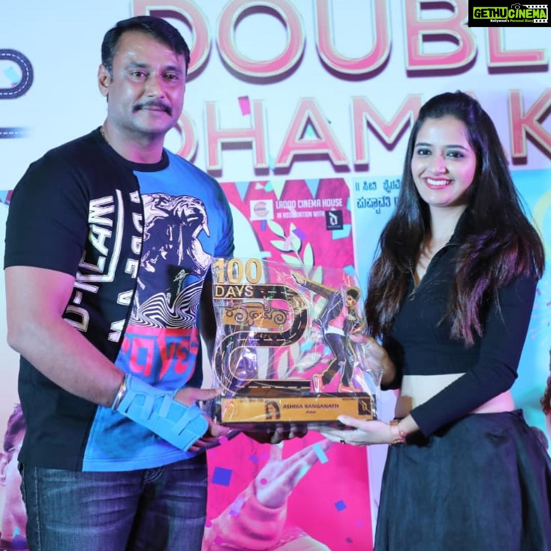 Ashika Ranganath Instagram - Raambo2 100 days celebrations 🎉 I owe this success to you guys who loved my role n encouraged me!! 🤗 To begin with thank you @darshanthoogudeepashrinivas for supporting me from the beginning of my career starting from my first film #crazyboy Muhurtha to 100 days of #Raambo2🙏🏻 I’ve got really amazing people from this team and close to my heart❣ Thank you @tharunsudhir @tmanilkumar5 @sudhakar_s_raj @realsharanhruday @chikkanna_official @arjun_janya_musician @shachinaheggar for making this journey so beautiful! Thanks to my friends n family who stood by me always. 😍 Finally thanks to each one of you who recognised me n it feels amazing to be loved by you all.. keep loving 🥰 I love you guys❤️ . . Wearing this beautiful black n ocean green ombré skirt from @brundagowda1912 💕 PC : @peenyaprasad