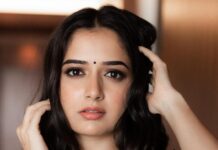 Ashika Ranganath Instagram - For today’s Trailer launch event ✨ Captured by @vasukikarkone Make up @urjapatel_artistry Hair @kammarishivarajchary Designing & Saree by @anyracouture #Raymo #traileroutnow #25thnovember Sheraton Grand Bangalore Hotel at Brigade Gateway