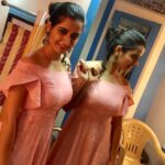 Ashika Ranganath Instagram - Wearing this beautiful pink gown @by_shradha_ponnappa ❤️ super talk show guests with yograj bhat sir , nikitha Narayan n jayanth kaykini sir #mugulunage #releasingsoon