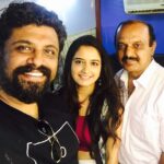 Ashika Ranganath Instagram - With our classy music composer😍☺️@raghudixit11 and my papa ❤️ #Garuda #musicdirector #muhurtha