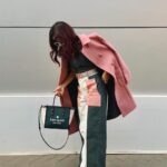 Avneet Kaur Instagram – Colour blocking!!! 🤍💗💚 #styledbyme #colourpallette 

Outfit: @saangi_pret 
stylist: @digitallydiksha 

winter wear : @shop.dlanxa 
Style partner: @styling.your.soul

Belt- @maisonvalentino 
Shades- @dior 
Bag- @katespadeny 
Boots- @hm Mumbai, Maharashtra