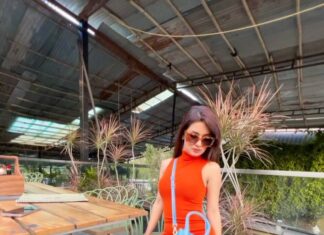 Avneet Kaur Instagram - Playin the colour combination game well like….🧡💙🤎 #styledbyme #brunchvibes Wearing- @zara Bag- @jacquemus Shades- @burberry Heels- @londonrag_in Pune City