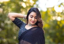 Bhanu Sri Mehra Instagram - 🧿 #blacksaree #blackandwhite #love