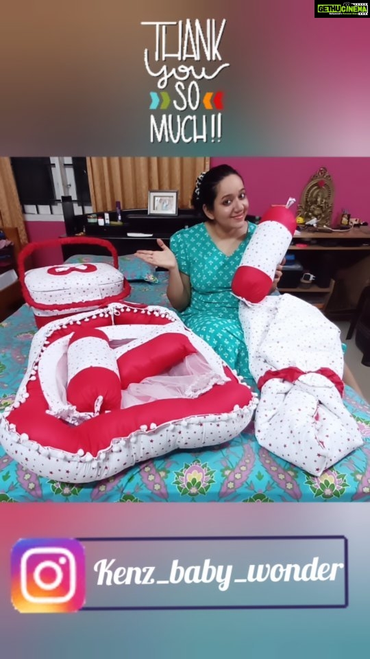 Chandra Lakshman Instagram - Our baby boy thanks @kenz_baby_wonder for this super comfortable bedding set..The fabric is very soft and the bed is designed in a very comfortable way for the baby to snuggle in.. Follow their page for more designs.. #moongirl #babyboy #collaboration