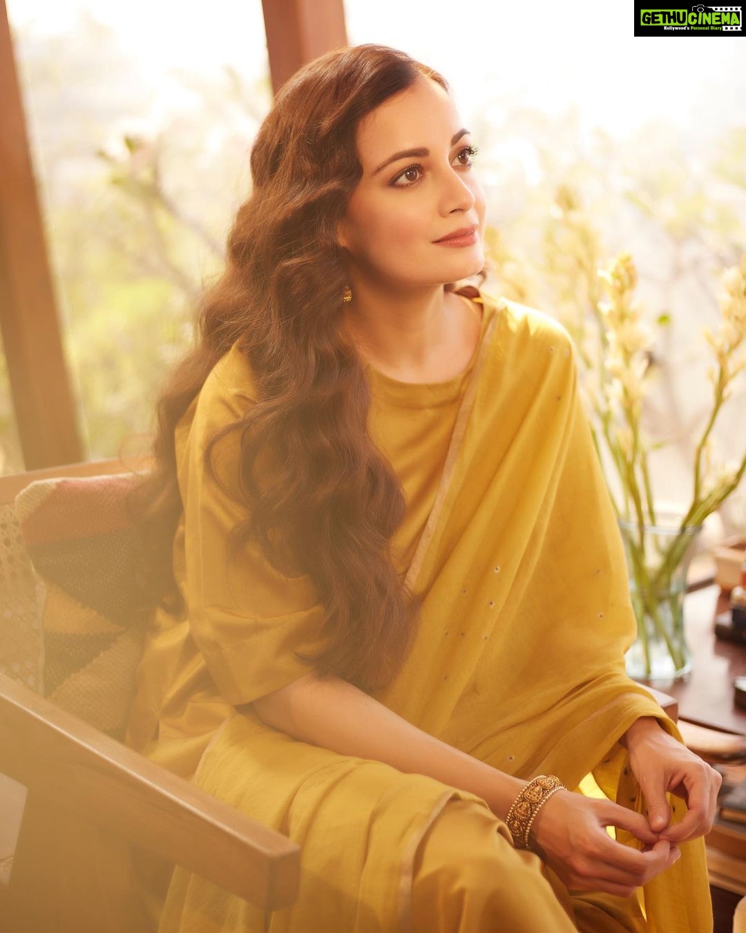 Dia Mirza Instagram - Sunday sunshine ✨☀️ Work mode in this beautiful @anavila_m outfit 🙏🏻 Jewellery by @mahesh_notandass Styled by @theiatekchandaney HMU @shraddhamishra8 Photos by @shivamguptaphotography #Sustainable #VocalForLocal #MadeInIndia