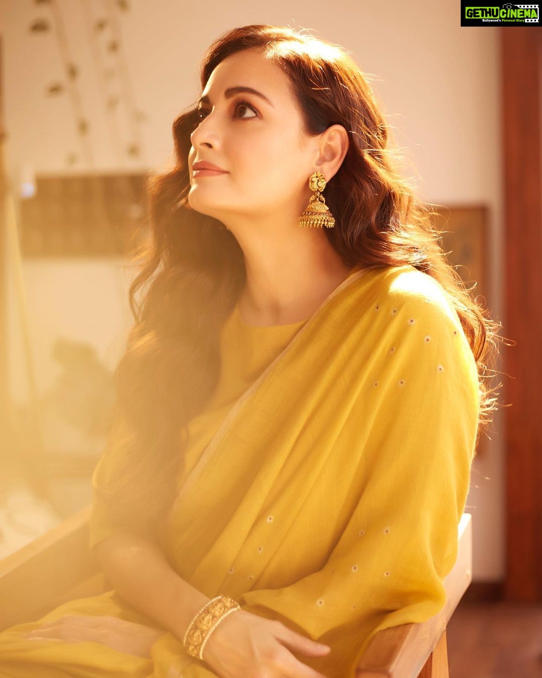 Dia Mirza Instagram - Sunday sunshine ✨☀️ Work mode in this beautiful @anavila_m outfit 🙏🏻 Jewellery by @mahesh_notandass Styled by @theiatekchandaney HMU @shraddhamishra8 Photos by @shivamguptaphotography #Sustainable #VocalForLocal #MadeInIndia