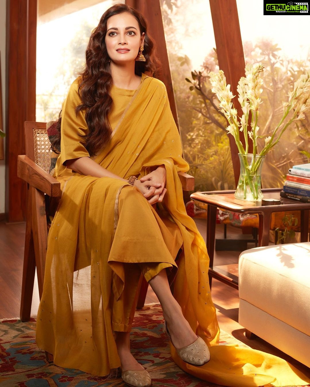 Dia Mirza Instagram - Sunday sunshine ✨☀️ Work mode in this beautiful @anavila_m outfit 🙏🏻 Jewellery by @mahesh_notandass Styled by @theiatekchandaney HMU @shraddhamishra8 Photos by @shivamguptaphotography #Sustainable #VocalForLocal #MadeInIndia