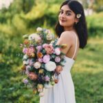 Esther Anil Instagram - Not my wedding. 😬 Dress beautifully done by @mirach_official Make up @prabin_makeupartist Photo by @evan.anil 💐 @highrangeflora