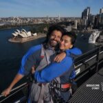 Farhan Akhtar Instagram – When we were on top down under .. ❤️ 

#throwback #FarOutdoors #Sydney #bridgeclimb #citywalk #adventure