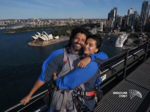 Farhan Akhtar Instagram - When we were on top down under .. ❤️ #throwback #FarOutdoors #Sydney #bridgeclimb #citywalk #adventure