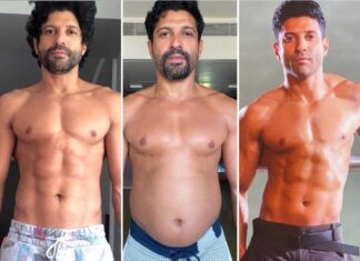 Farhan Akhtar Instagram - The many shapes and sizes of Ajju aka Aziz aka Toofaan. What a ride. 18 months of relentless work but worth every drop of sweat, every sore muscle and every pound gained and lost. ✊🏽 The stars behind the scenes - @samir_jaura @drewnealpt @anand.physio 👊🏽❤️