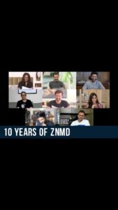 Farhan Akhtar Instagram - To memories that will last a lifetime, unbreakable bonds, crazy moments and a decade full of love. Our favourite gang is here yet again for a special treat! 10 years later, team ZNMD reunites for a virtual table read , reminiscing the best moments from a journey close to our hearts. Celebrating #10YearsOfZNMD

@hrithikroshan @abhaydeol @katrinakaif @zoieakhtar @ritesh_sid @reemakagti1 virdas @kalkikanmani @excelmovies @tigerbabyfilms