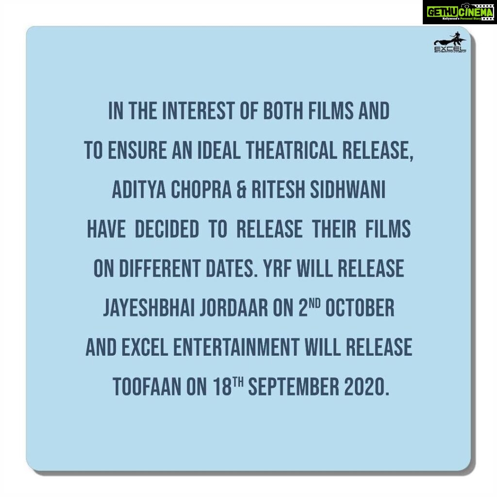 Farhan Akhtar Instagram - #Toofaan will now release on 18th September, 2020