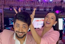Gauahar Khan Instagram - I’ve always admired @gauaharkhan and the person she’s grown to be, it was quite a moment to finally meet her in person ❤️🥹You’re iconic, G! . Wearing blazer by @karrtikd Pants by @thedashanddot Shirt meri hi hai 100 watt smile courtesy @gauaharkhan