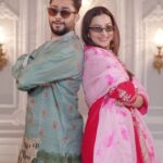 Gauahar Khan Instagram - All ready for the best wedding anthem this year…. #mikadivohti @mikasingh @musicandsoundofficial @StarBharat #starbharat #WeddingAnthem #MikaOnstarbharat #Ad Outfit Gauahar : @aachho Outfit zaid : @gargee_designers Atrangz House