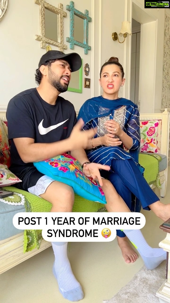Gauahar Khan Instagram - Hahhahahahahah ! The thought is funny ! Recently married couples , #comment please . Hahahah 🙃🙋🏻‍♀️ @zaid_darbar actually it’s the other way around, I can’t stop talking to you ! 😘♥️ #myall #zeddy #trendingreels #funny #husbandandwife #sunsunkebaatein