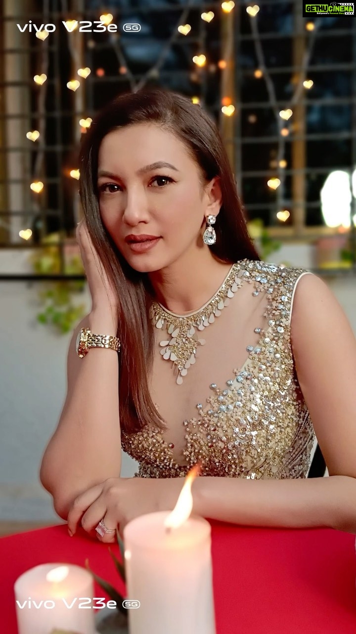 Gauahar Khan Instagram - @zaid_darbar gave me the best surprise of them all – the brand new #vivoV23e I love the exquisite colours that the phone comes in , especially Sunshine Gold. The Bokeh Flare Mode helps me take beautiful pictures. Low light isn’t going to hamper date night memories anymore! But hey .. how did you like my gift Zaid? This isn’t all, make sure you see the next #BigReelReveal. @ravidubey2312 and @vivo_india also have something delightful in store for you! Go get your #vivoV23e today! #DelightEveryMoment