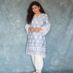 Geetika Mehandru Instagram - Wearing powder blue my hue of joy🤍 . . Outfit: @shopmulmul Stylist: @anamikajain__ Jewellery: @aquamarine_jewellery Juttis: @paioshoes Photography: @harshd_photography #geetikamehandru Mumbai, Maharashtra