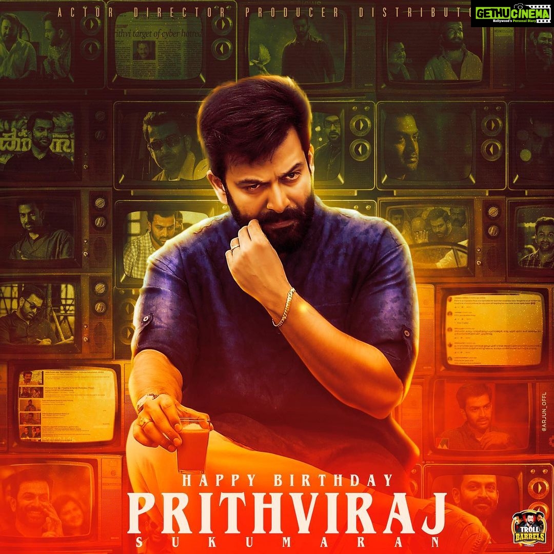 Gokul Suresh Instagram - Birthday wishes in advance to a person whom I admire the most! On this occasion releasing the Birthday special DP shared in by #TrollBarrels group! Here’s to a blessed and beautiful year ahead Rajuetta! @therealprithvi | #HappyBirthdayPrithviraj