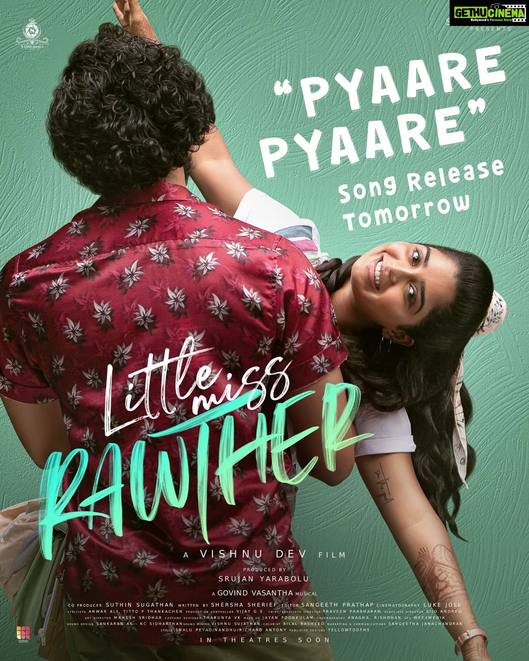 Gouri G Kishan Instagram - Can't keep calm💃 Pyaare Pyaare song is coming to you tomorrow ❤️🥰 @littlemissrawther @srujanyarabolu @sorginalsproduction @Gourigkofficial #GovindVasantha @geethakishan @suthin_sugathan @wonderwall_records @Ved_unshiv @shersha_sherief @Liberated_libran @ajisha_prabhakaran @Sangeethprathap @luke_j0s @Timbuktu.man @sijo_andrew @_manoj_k.u @joemon.jyothir @jishnusreekumar11 @Neeraja.rajendran @Tharunya_vk @ajiththomasabraham09 @_ad_ar_sh__ @anagha_mariya_varghese @rishdhan_abdul_rasheed @nithin_madhu_ @vaishnav_das_ @richard_antony @vishnu_sujathan @sangeetha_janachandran @storiessocialofficial