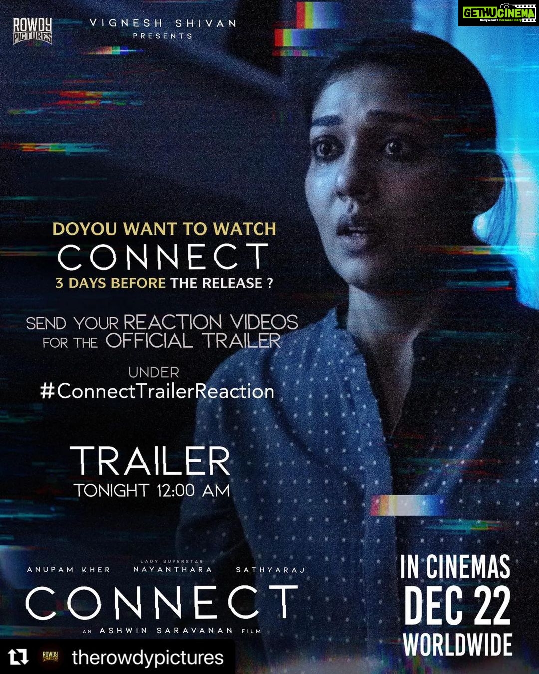 Haniya Nafisa Instagram - Who is up to watch the #Connect movie before its release? Post your Trailer reaction videos with the hashtag #ConnectTrailerReaction and get a chance to experience #Connect 3 days prior to the worldwide release happening on the 22nd!ποΈ @wikkiofficial #Nayanthara @anupampkher #Sathyaraj @vinayrai79 @ashwin.saravanan @maayakannadi @prithvi15 @kaavyaramkumar @editorrichardkevin.a @kavitha_j1 @sreeramanakku @sivavaidooran @varshacasts @kabilanchelliah @sibimarappan @guber1989 @kschiraimeettangmail @donechannel1 @promoworksofficial @sync.cinema #ConnectTeaser