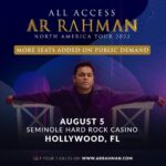 Haricharan Instagram - On popular demand, Hard Rock Hollywood, Florida adds an extra bunch of tickets to the show on August 5th. Get these special tickets on www.arrahman.com #arrahman #arrahmanlive #Haricharan #allaccessarrahman #northamericatour #healingworld #EPI