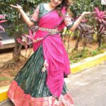Himaja Instagram - 💖Elegance never goes out of style.. And this beautiful Outfit fabric from @kalansfabric & Outfit designed by @ethnyfashions I really loved the way u treat your clients 😊 Thank U for this wonderful #design #designersarees #designerblouses #designerwear #halfsaree #designer #tredition #trendy