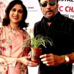 Jackie Shroff Instagram – Great start of a Sunday with my first leading lady, the ever graceful @meenakshiseshadriofficial ji for a Rotary function at Chandkhed
