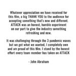 John Abraham Instagram - Once again, thank you! 🙏 #ATTACK #ATTACKMovie @lakshyarajanand @rakulpreet @jacquelinef143 #RatnaPathakShah @joinprakashraj @jayantilalgadaofficial @ajay_kapoor_ @yogendramogre @minnakshidas @sumit_batheja @thevishalkapoor @shashwatology @penmovies @johnabrahament @ajaykapoorproductions @zeemusiccompany @moviegoers_entertainment