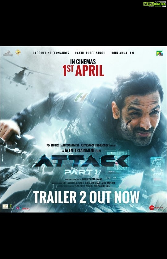 John Abraham Instagram - IT'S TIME FOR ONE FINAL ATTACK! #ATTACKTrailer2 out now: link in bio. #Attack - Part 1 releasing in cinemas worldwide on 1.04.22 #ATTACKMovie @lakshyarajanand @rakulpreet @jacquelinef143 #RatnaPathakShah @joinprakashraj @jayantilalgadaofficial @ajay_kapoor_ @yogendramogre @minnakshidas @sumit_batheja @thevishalkapoor @shashwatology @penmovies @johnabrahament @ajaykapoorproductions @zeemusiccompany @moviegoers_entertainment