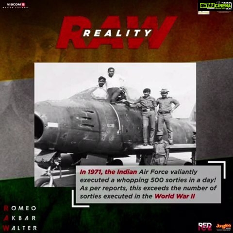 John Abraham Instagram - This fact ‘sort’ of makes us proud. 500 never done before sorties executed by India during the 1971 war! Know some facts about the 1971 War? Use #RAWReality and tell us! @apnabhidu @imouniroy @sikandarkher @RomeoAkbarWalter @viacom18motionpictures @kytaproductions @vafilmcompany @redice_films @timesmusichub #AjitAndhare @ajay_kapoor_ #DheerajWadhwan @vanessabwalia