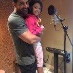 John Abraham Instagram – Happy new year!!! Day 1, dubbing for ‘Rocky Handsome’ with my pretty co star, Diya. #Rockyhandsome #action #emotion