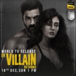 John Abraham Instagram – Ek kahaani ek tarfa pyaar ki, jise poora karne ke liye kaun banega hero, aur kaun villain?��Find out in the #WorldTVRelease of #EkVillainReturns, 18th Dec, Sunday 1 PM, only on @SonyMAX
#ekvillainreturnsonsonymax