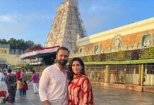 Karishma Tanna Instagram - Finally at Tirupati 🙏🙏 Us ❤️ @varun_bangera Tirumala Tirupati