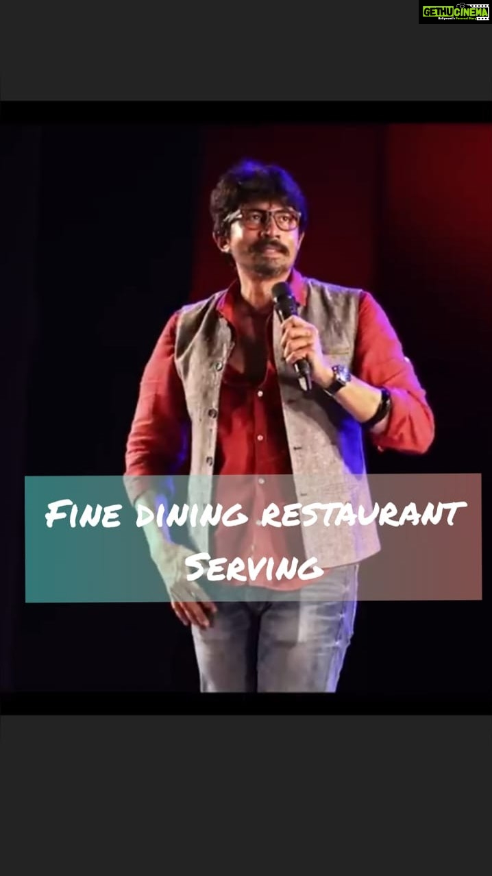 Karthik Kumar Instagram - Style of Serving food in fine dining restaurants! #SecondDecoction 2016 was my second standup comedy special, before #BloodChutney 2018 on @primevideoin & now #Aansplaining 2022 on tour! Tickets in bio for the Aansplaining tour! #middleclasslife #standupcomedy