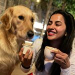 Komalee Prasad Instagram – Cappuccino and puppucino date with whiskey boi ☕️💕🐾