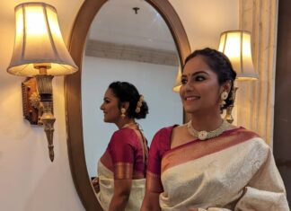 Lakshmi Priyaa Chandramouli Instagram - 68th National Films Awards Ceremony! Styled by @themis_vanessa Blouse by @soul__spectrum Jewellery @manjushaa_jewelry Makeup and Hair by @ramilamuktan_makeup_artist Photos by @venkataraghavan.s #NationalAwards2020 #68thNationalAwards #VigyanBhawan #BestSupportingActress #SivaranjaniyumInnumSilaPengalum #BestFeatureFilmInTamil #DressUp #LakshmiPriyaaChandramouli #GratitudeAlways Vigyan Bhawan