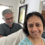 Lakshmy Ramakrishnan Instagram - Guess many do this for their partners and children❤️ share some cute pics guys, let us celebrate these #RealMen in our lives , who don’t have any insecurities whatsoever @DrRamakrishnan8 inspite of the health crisis at home, we manage to steal some romantic moments🥰